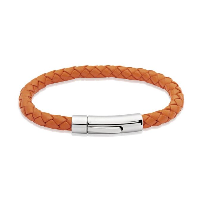 Unique Orange Leather Bracelet