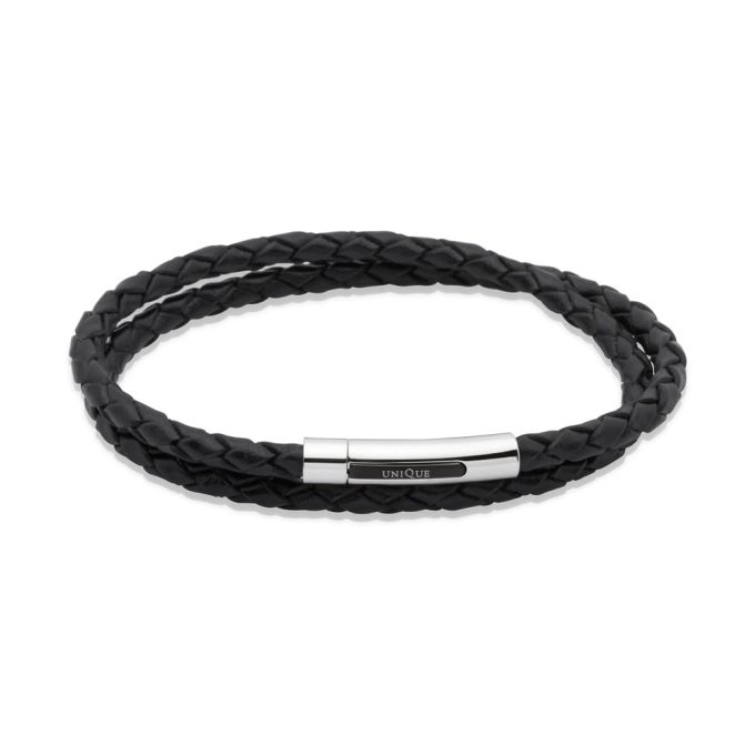 Unique Black Leather Bracelet