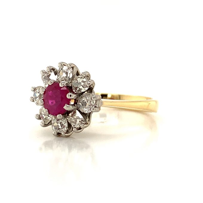 Ruby and Diamond Daisy Cluster Ring - Image 2