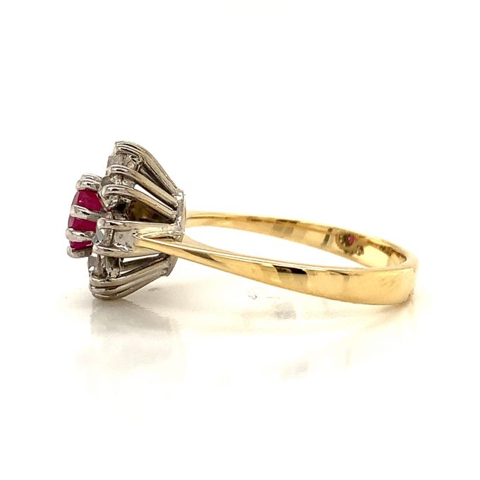 Ruby and Diamond Daisy Cluster Ring - Image 3