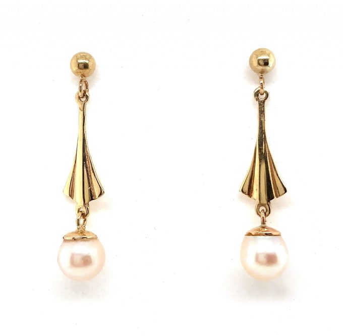 Gold and Pearl Drop Earrings