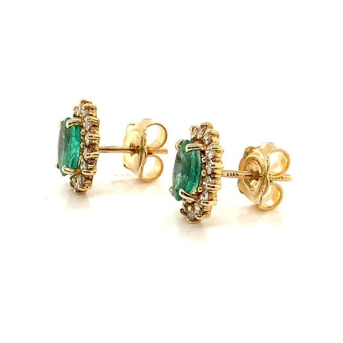 Emerald and Diamond Cluster Earrings - Image 2