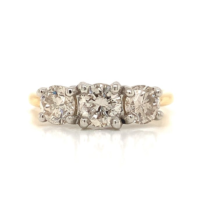 1.70ct Diamond Yellow Gold Trilogy Ring