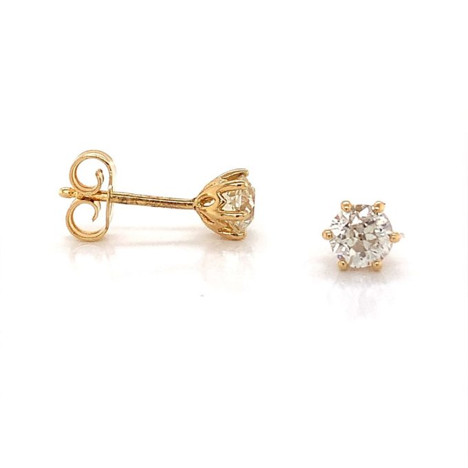 0.89ct Diamond Yellow Gold Stud Earrings - Image 2