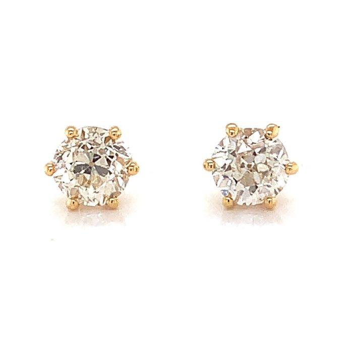 0.89ct Diamond Yellow Gold Stud Earrings