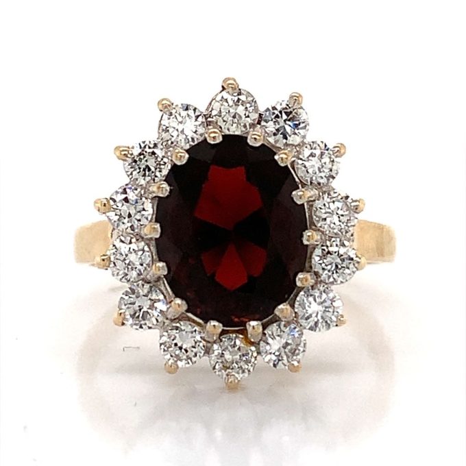 Garnet and C.Z. Cluster Ring