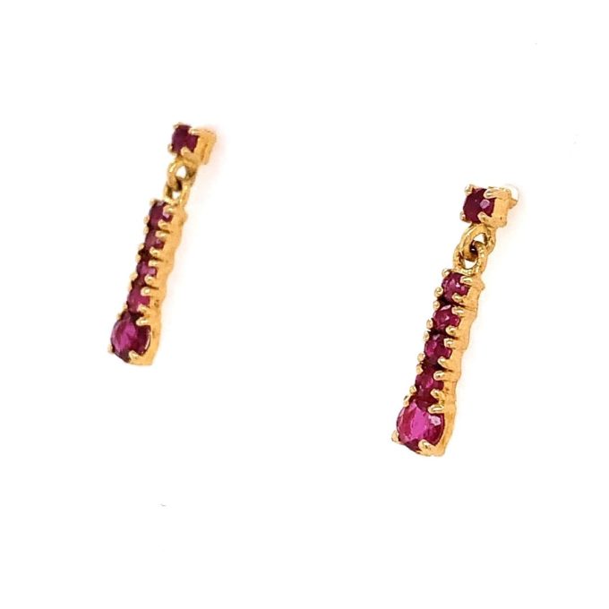 Ruby and Gold Drop Earrings - Image 3