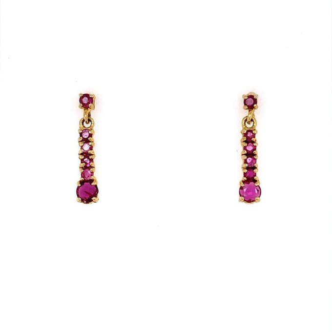 Ruby and Gold Drop Earrings