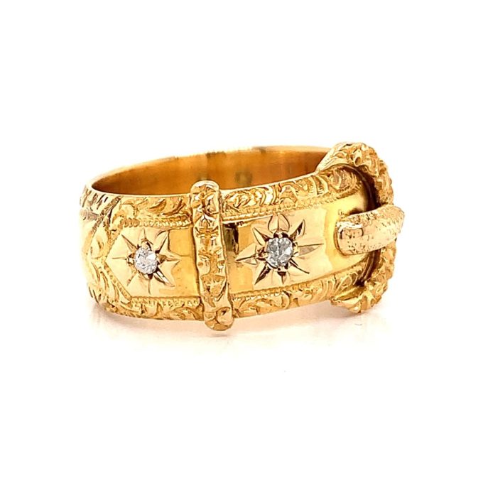 18ct Gold Diamond Set Buckle Ring - Image 4