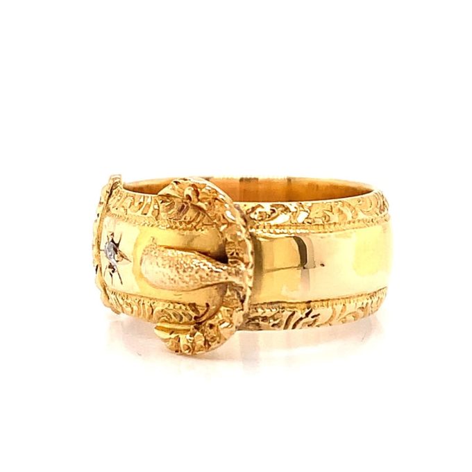 18ct Gold Diamond Set Buckle Ring - Image 3