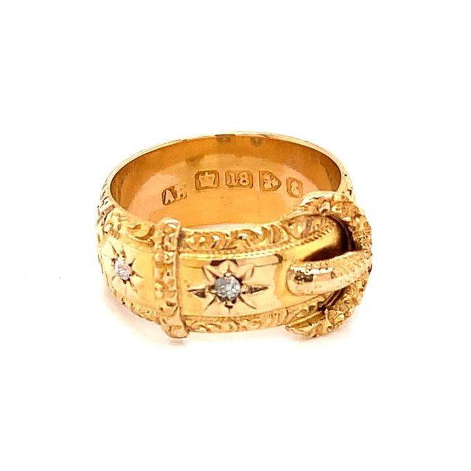 18ct Gold Diamond Set Buckle Ring - Image 2