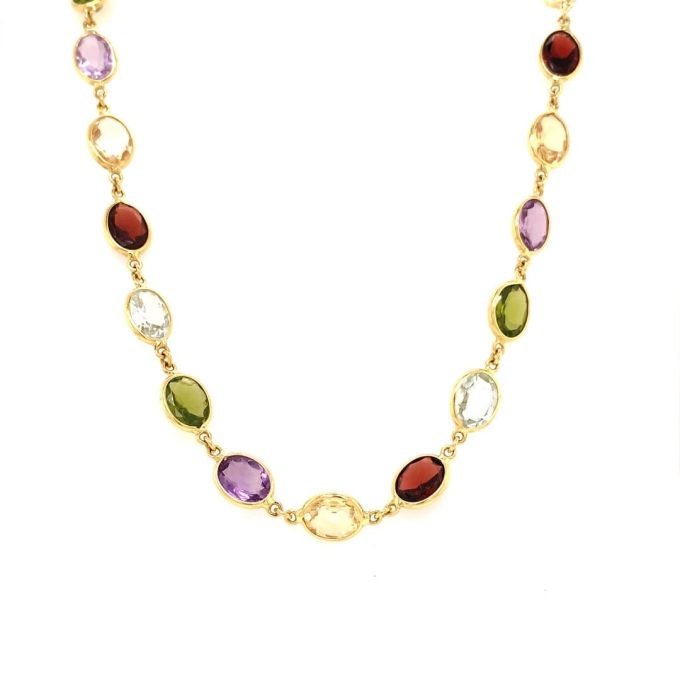 Yellow Gold Multi Gem Necklace