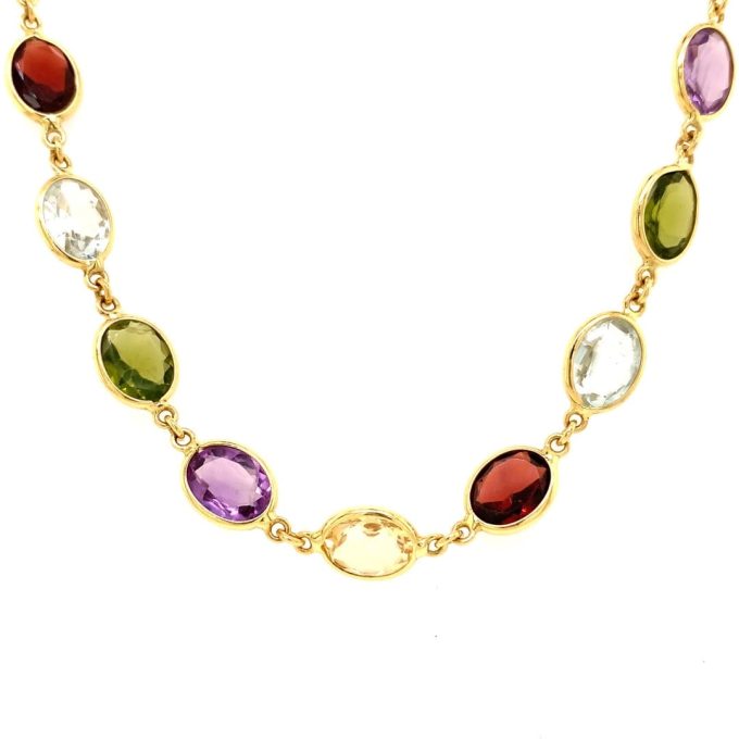 Yellow Gold Multi Gem Necklace