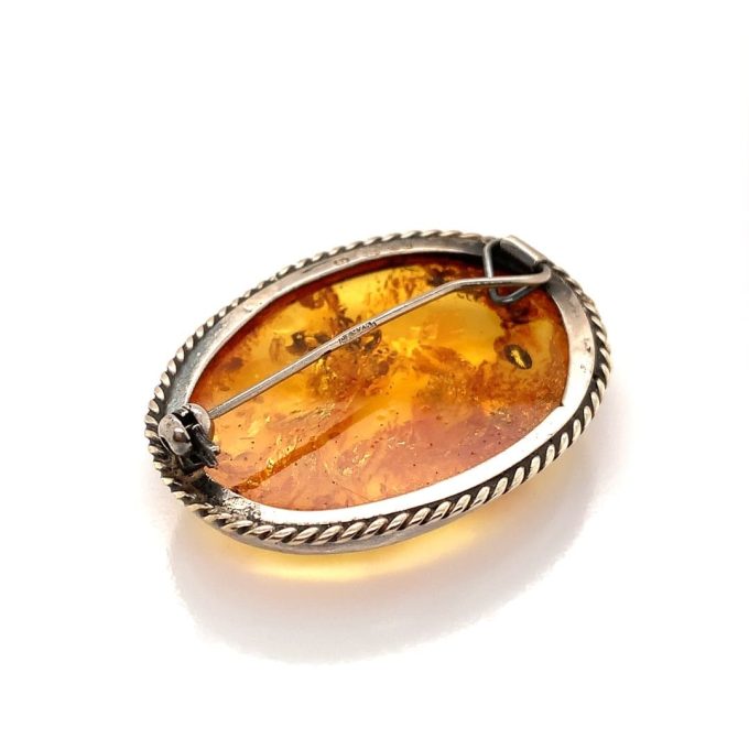 Silver Amber Brooch