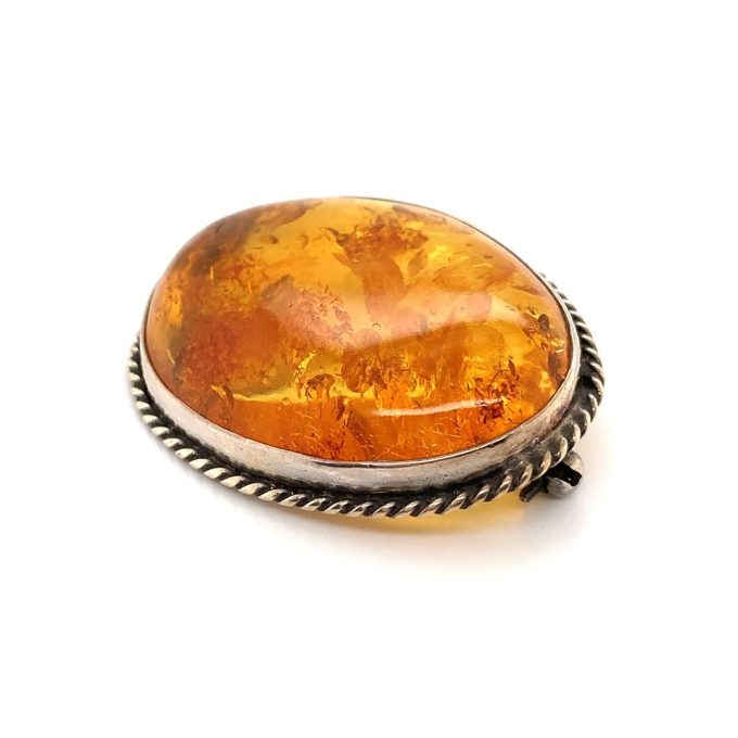 Silver Amber Brooch