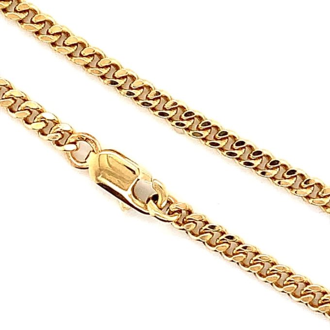 9ct Gold Flat Curb Link Chain - 18 Inch