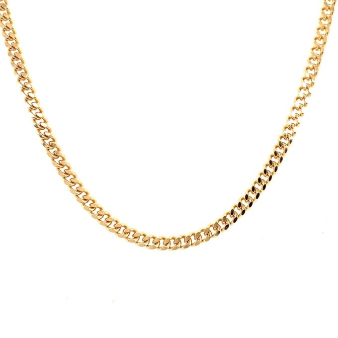 9ct Gold Flat Curb Link Chain - 18 Inch