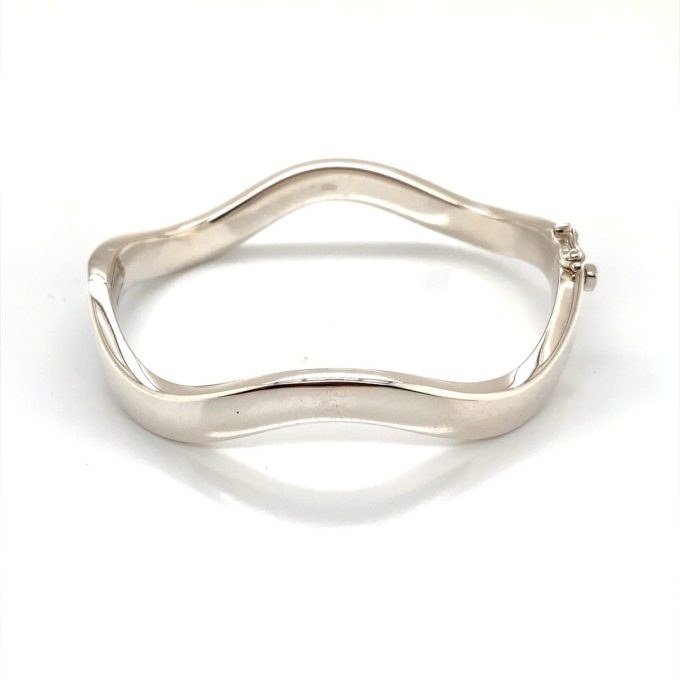 Silver Wave Hinged Bangle