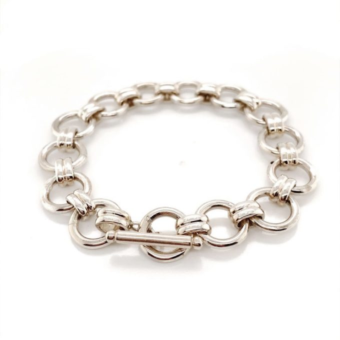 Silver Chunky Round Link Bracelet