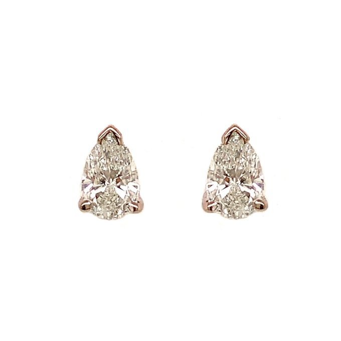 1.00ct Pear Cut Diamond Stud Earrings