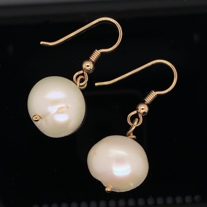 Gold and Pearl Drop Earrings