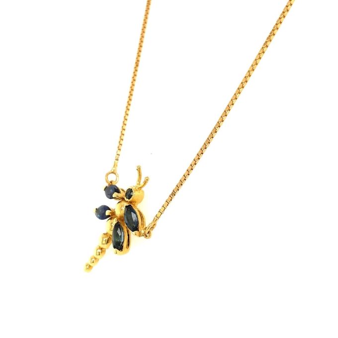 18ct Gold Sapphire Dragonfly Necklace - Image 2