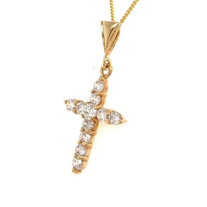 9ct Yellow Gold Cubic Zirconia Cross - Image 3