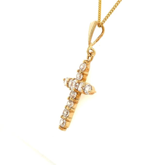 9ct Yellow Gold Cubic Zirconia Cross - Image 2