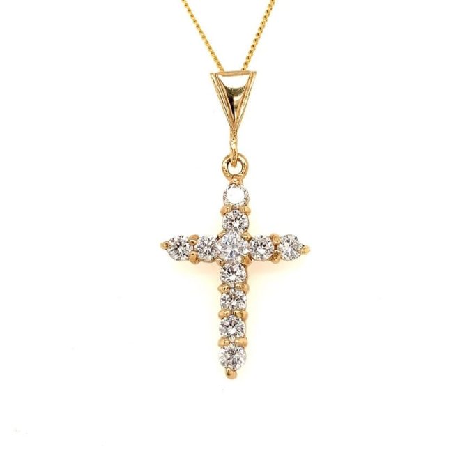 9ct Yellow Gold Cubic Zirconia Cross