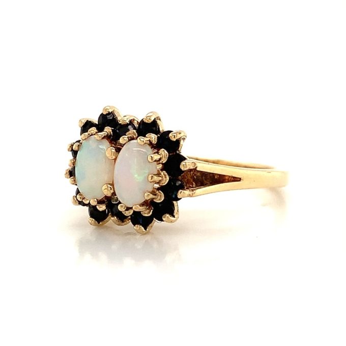 Opal and Sapphire Cluster Ring