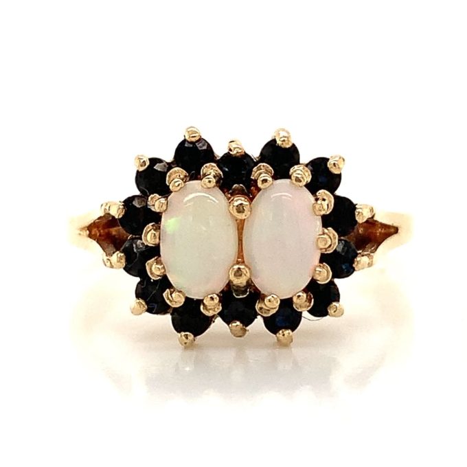 Opal and Sapphire Cluster Ring