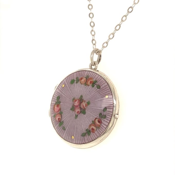 Silver Enamel Locket Necklace - Image 3