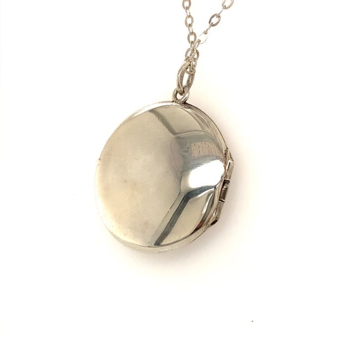 Silver Enamel Locket Necklace - Image 4
