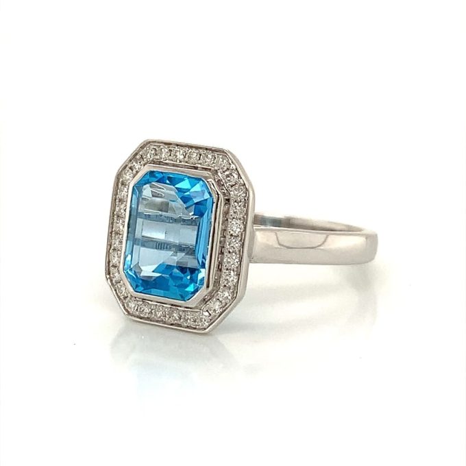 Blue Topaz and Diamond Ring