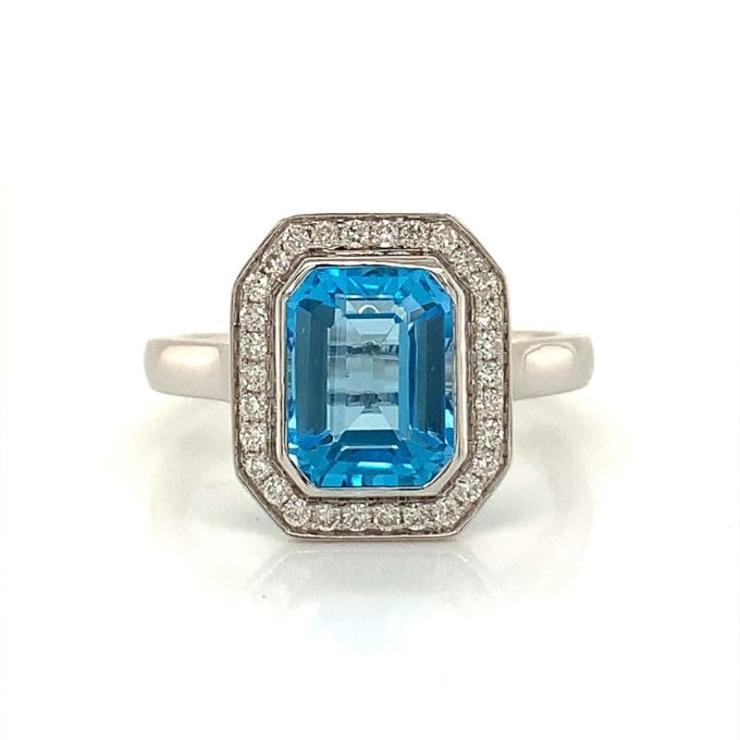 Blue Topaz and Diamond Ring