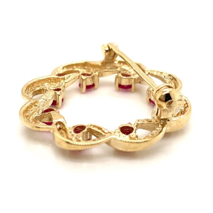 Ruby and Gold Wreath Brooch