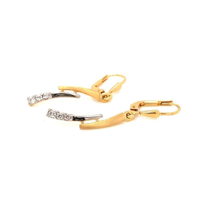 CZ Multi Tone Drop Earrings