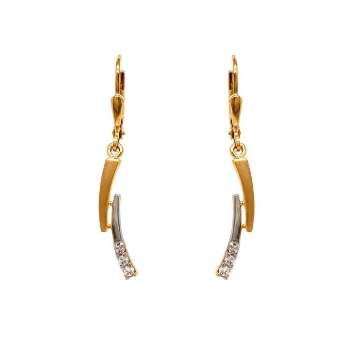 CZ Multi Tone Drop Earrings