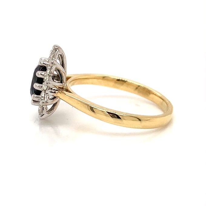 Sapphire and Diamond Cluster Ring