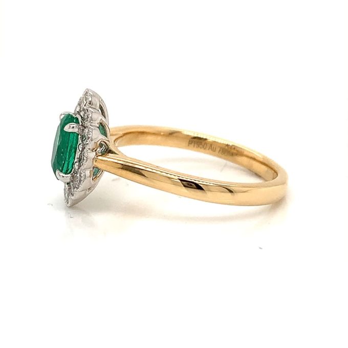 Emerald and Diamond Cluster Ring