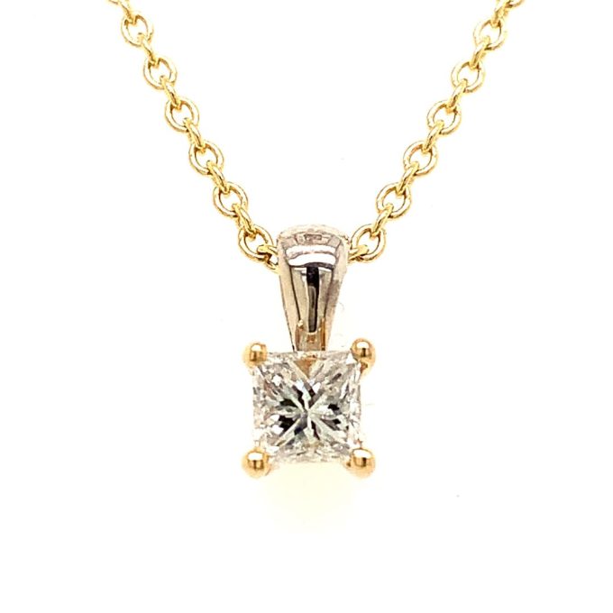 0.33ct Princess Diamond Solitaire Necklace