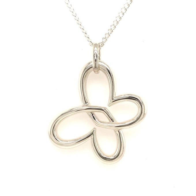 Large Silver Butterfly Necklace
