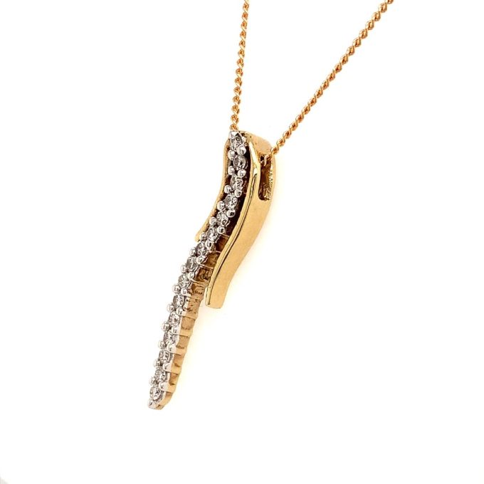 9ct Gold Diamond Wave Necklace