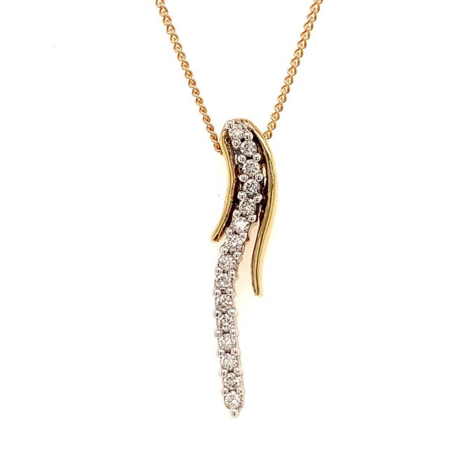 9ct Gold Diamond Wave Necklace