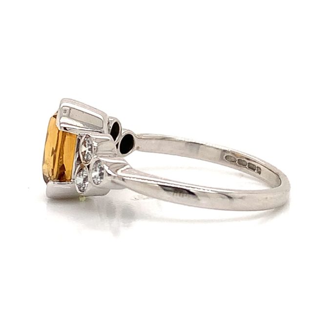 White Gold Citrine and Diamond Ring - Image 3