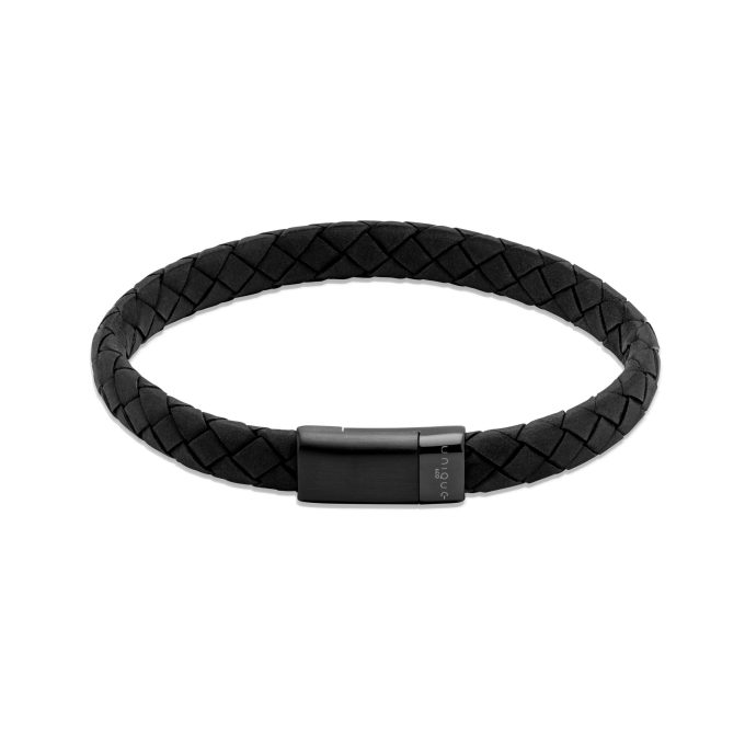 Unique Flat Black Matt Leather Bracelet
