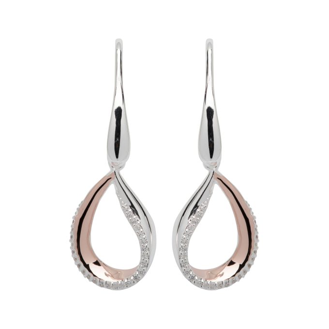 Unique Ribbon CZ Drop Earrings