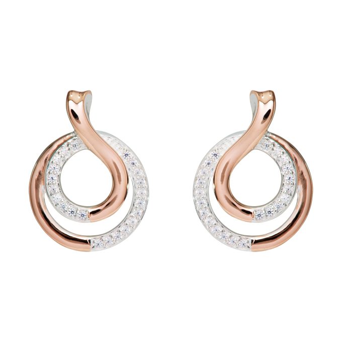 Unique Rose Loop CZ Earrings