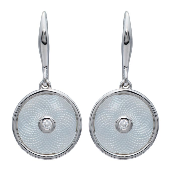 Unique Guilloche Mother of Pearl Drop Earrings