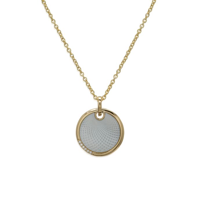 Unique Guilloche Mother of Pearl Necklace